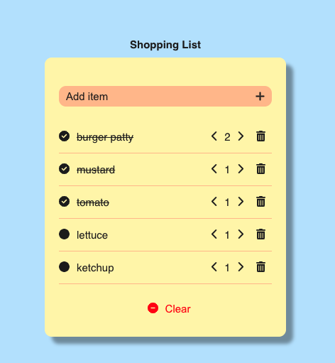shopping list
